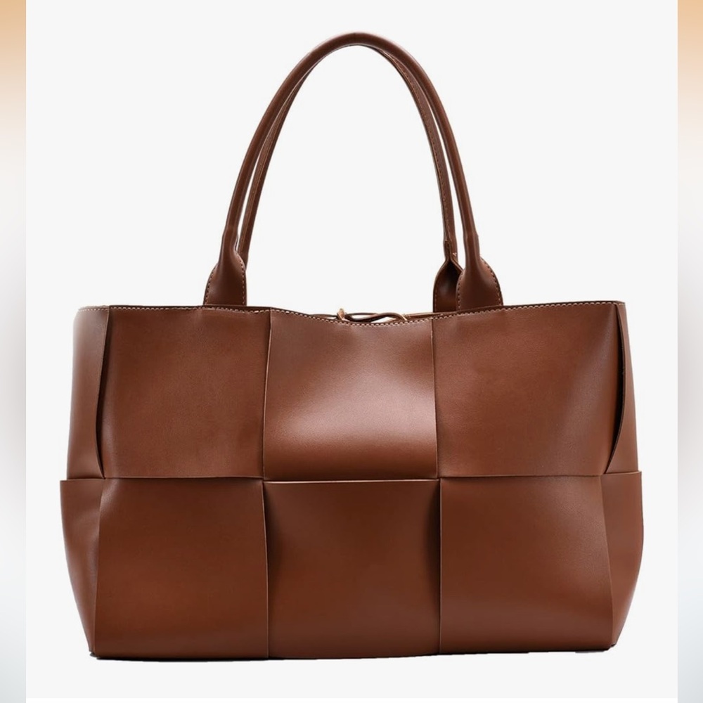Brown Woven Tote Bag